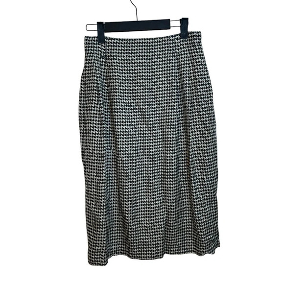 Ellen Tracy Vintage Houndstooth Silk Skirt - Picture 1 of 6